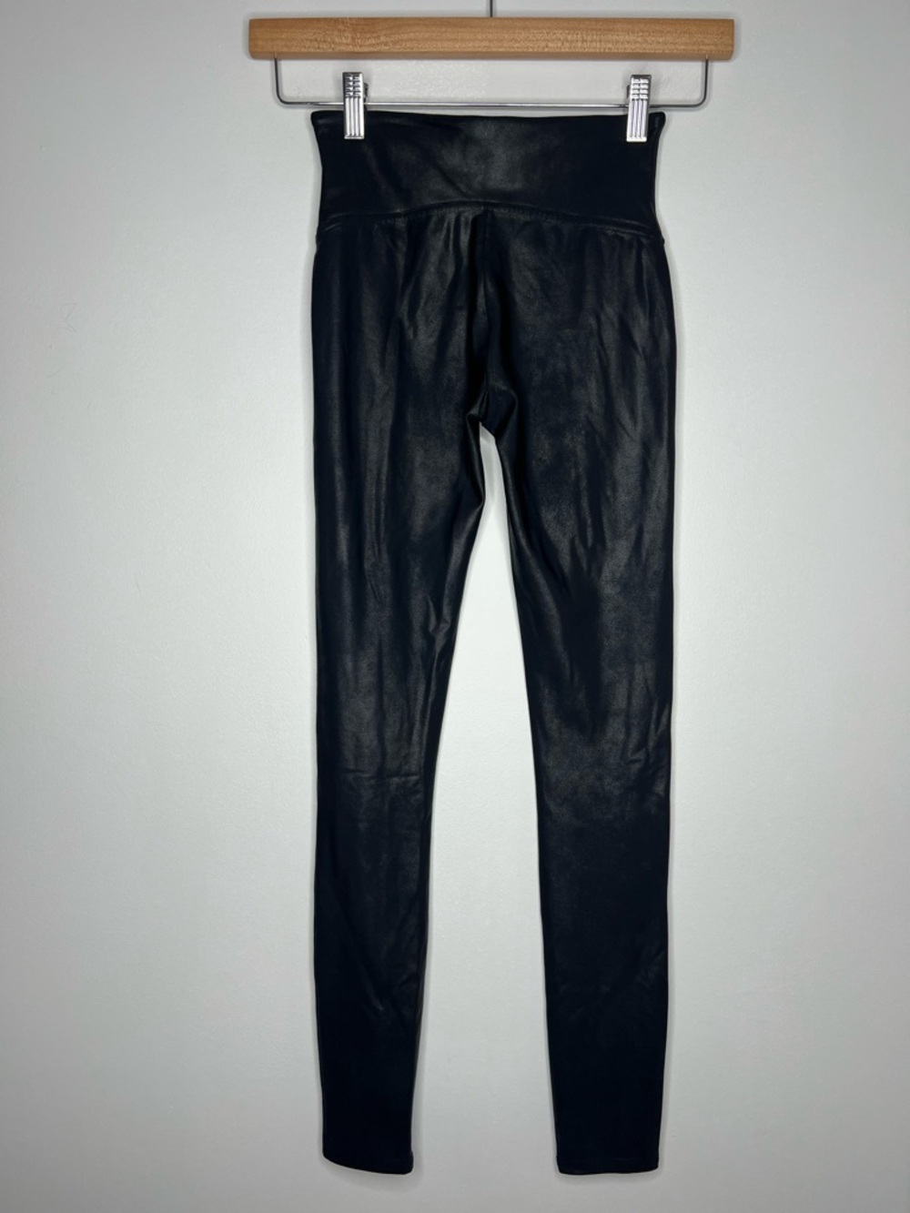 SPANX Faux Leather Leggings Black Coated Skinny Pull On Ankle Length Size Small - Picture 7 of 12